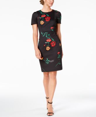 calvin klein scuba sheath dress floral