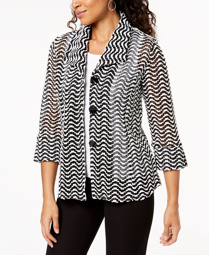 JM Collection Printed Three-Quarter-Sleeve Jacket, Created for Macy's ...