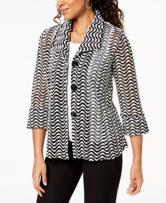 JM Collection Printed Three Button Jacket, Created for Macy's - Macy's
