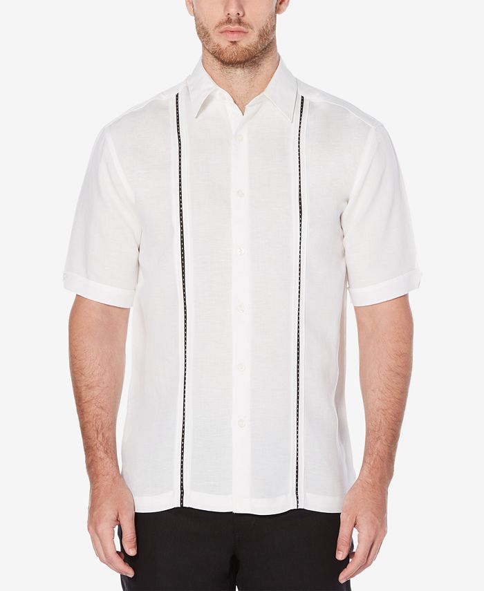 Cubavera Men's Linen Cotton Insert Panel Short-Sleeve Shirt - Macy's