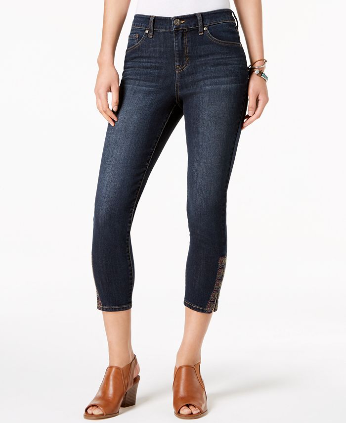 Style & Co Embroidered-Cuff Capri Jeans, Created for Macy's - Macy's