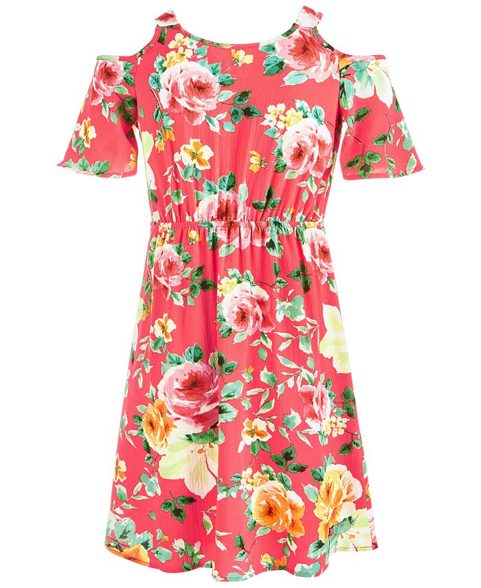 Monteau Big Girls Tropical-Print Faux-Wrap Dress - Macy's