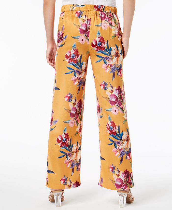 Bar III Floral-Print Wide-Leg Pants, Created for Macy's & Reviews ...
