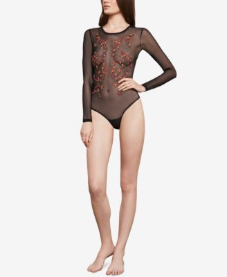 BCBGMAXAZRIA - Sheer Floral-Embroidered Bodysuit