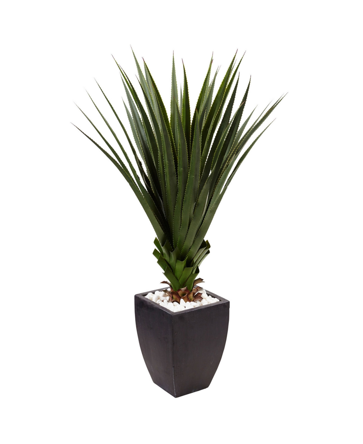 4.5' Spiked Agave Indoor/Outdoor Artificial Plant in Black Planter - Green