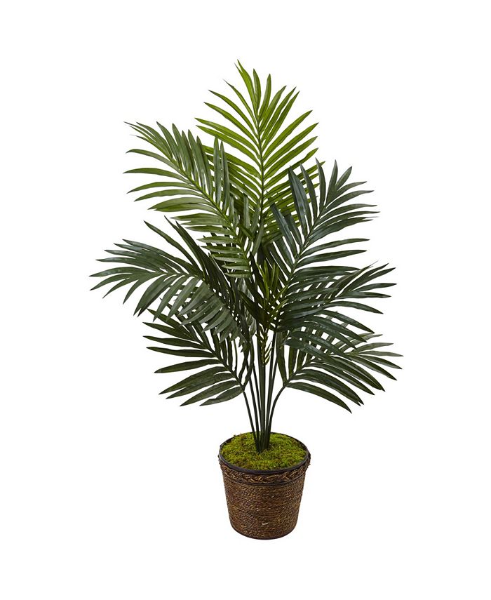 Nearly Natural - 4' Kentia Palm Artificial Tree in Coiled Rope Planter