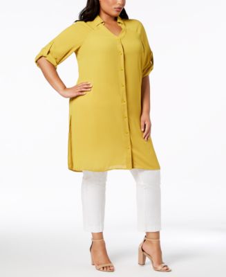 Alfani Plus Size Roll-Tab Tunic Shirt, Created for Macy's Macy's