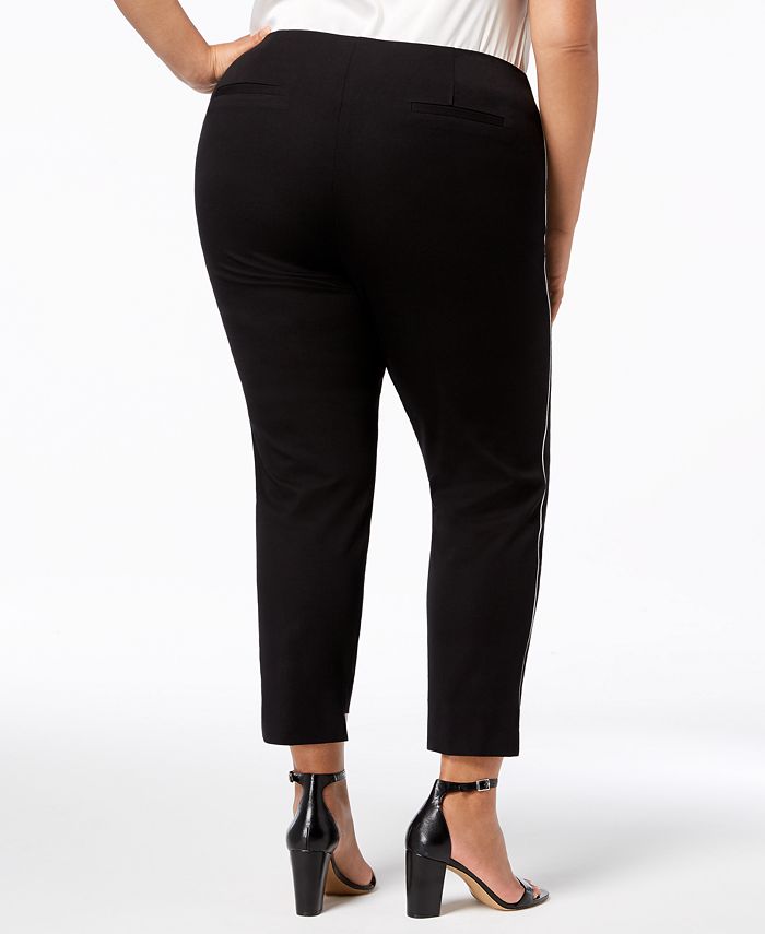 Alfani Plus Size Piping-Trim Step-Hem Pants, Created for Macy's - Macy's