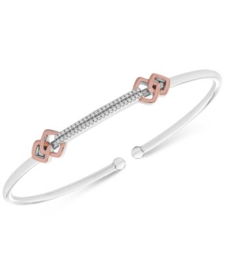 Wrapped - Diamond Two-Tone Flexie Bangle Bracelet (1/6 ct. t.w.) in Sterling Silver and 14k Rose Gold-Plate