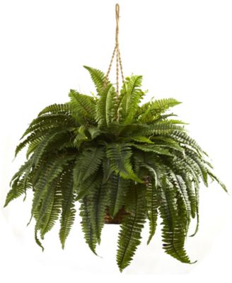 Double Giant Boston Fern Artificial Plant Hanging Basket