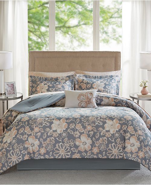 Madison Park Lily Reversible 9 Pc California King Comforter Set