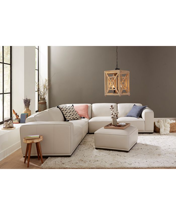 Furniture CLOSEOUT! Zeraga Leather Ottoman, Created For Macy's