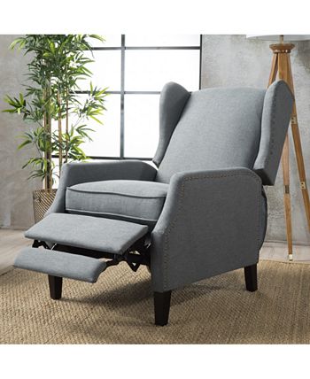 Noble House - Sherell Wingback Recliner Club Chair, Quick Ship
