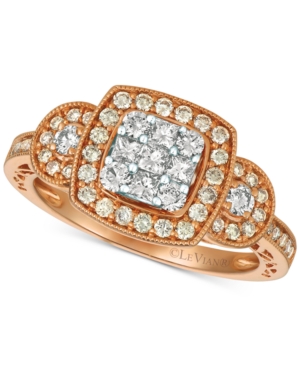 image of Le Vian Nude Diamond Cluster Ring (3/4 ct. t.w.) in 14k Gold & White Gold