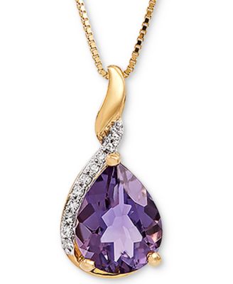 Macy's Amethyst (1-3/8 Ct. T.w.) & Diamond Accent 18" Pendant Necklace ...