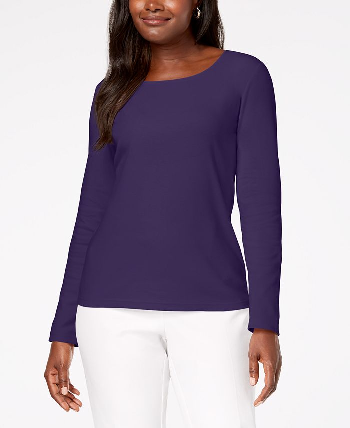 Karen Scott Cotton Scoop Neck Top main image 1