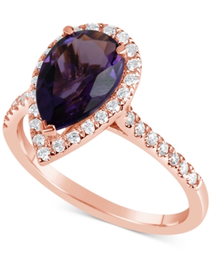 image of Amethyst (2 ct. t.w.) & Diamond (1/4 ct. t.w.) Ring in 14k Rose Gold