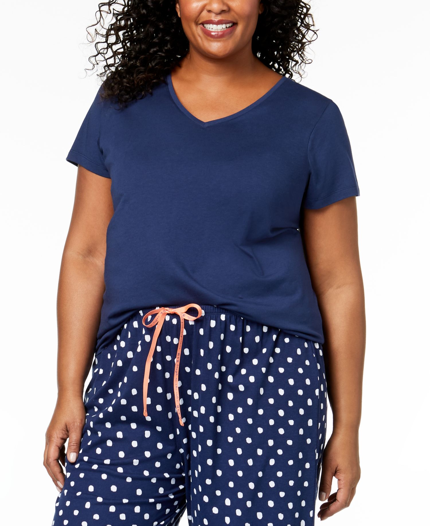 Womens Plus size Sleepwell Solid S/S V-Neck T-Shirt with Temperature Regulating Technology
