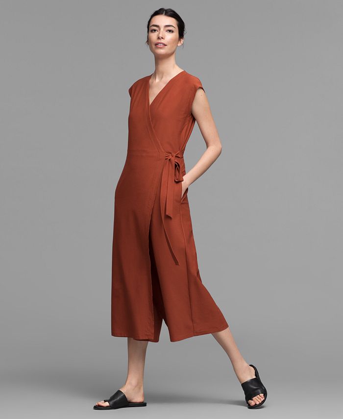 Eileen Fisher Wrap Front Cropped Jumpsuit Regular Petite Macy s