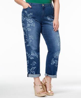 plus size floral jeans