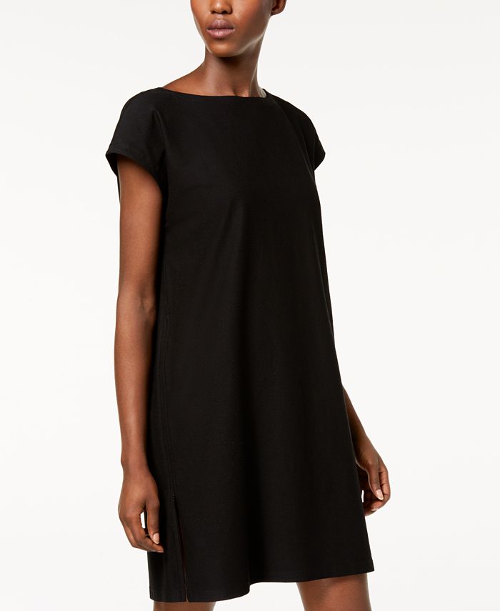 Eileen Fisher Washable Crepe Boat-Neck Side-Zip Dress & Reviews ...
