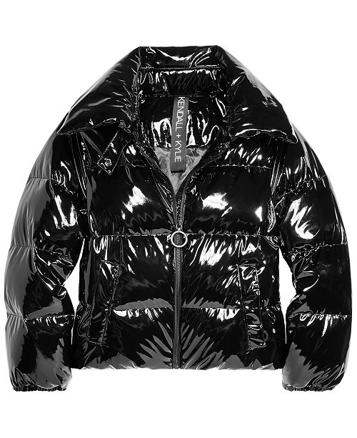 Kendall + Kylie Cropped Shiny Puffer Coat & Reviews - Coats - Women ...