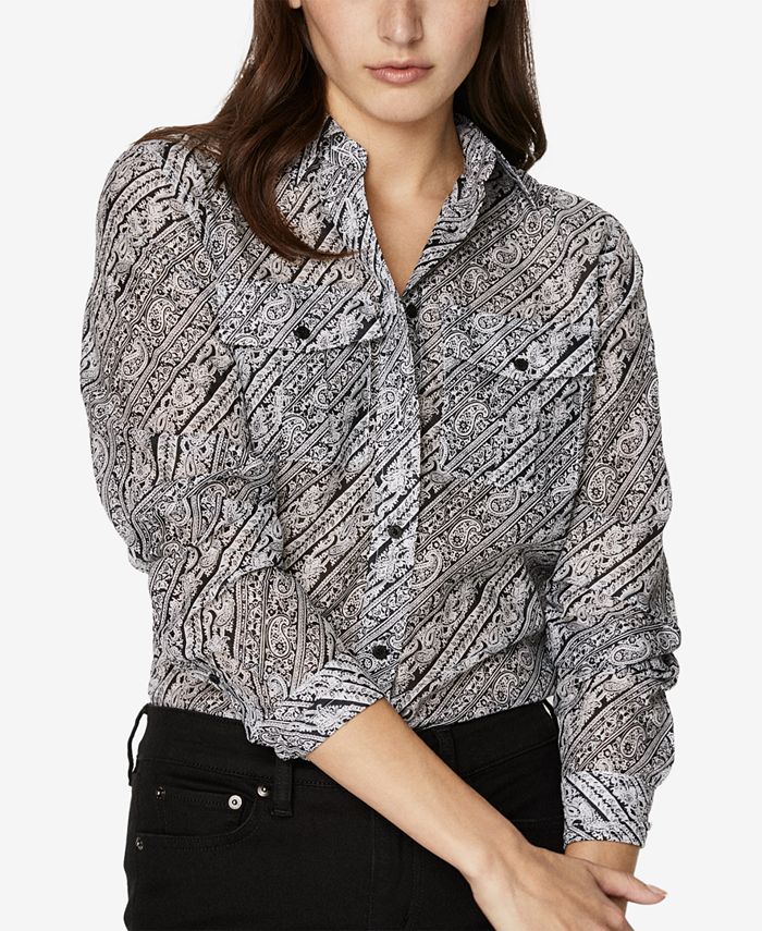 Lauren Ralph Lauren Petite Paisley-Print Shirt - Macy's