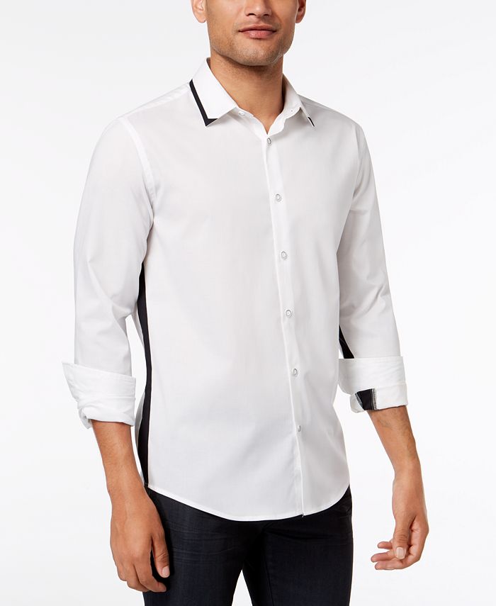 Alfani Men's Regular Fit Menlo Contrast Stretch Shirt, Created for Macy ...