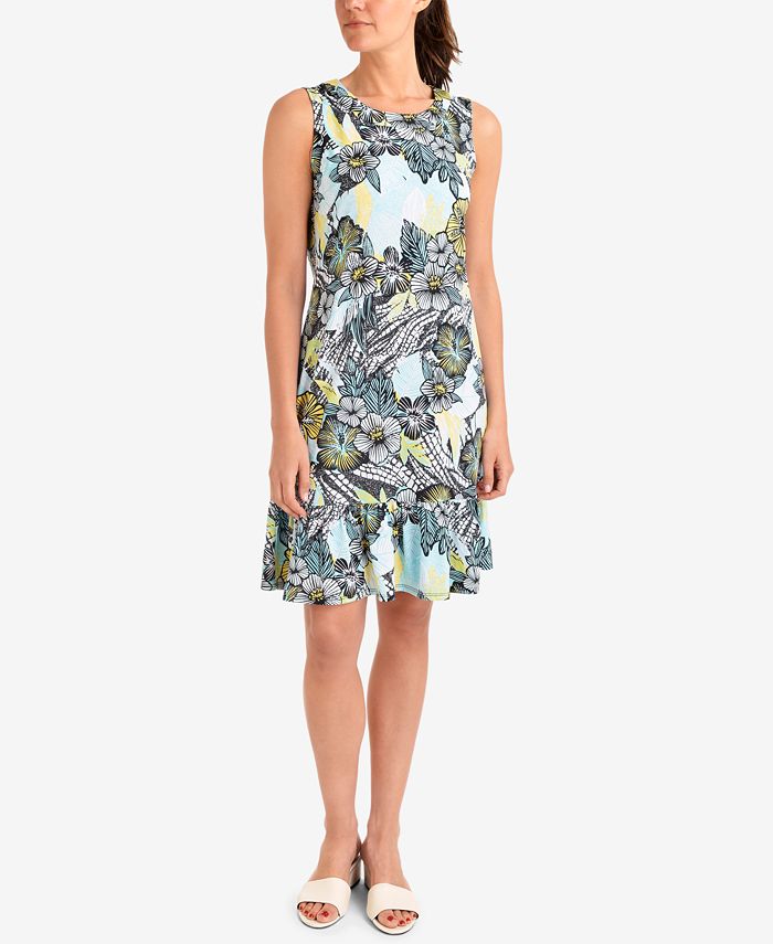 NY Collection Printed A-Line Dress - Macy's