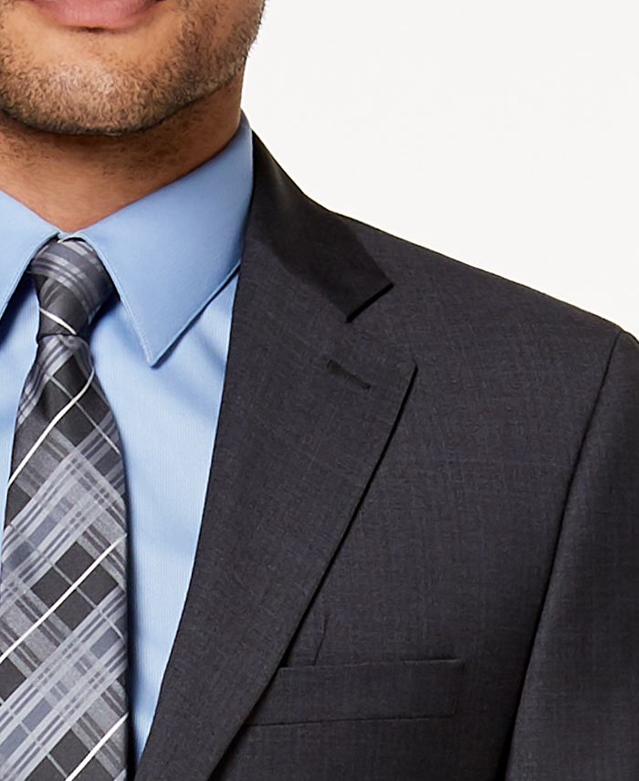 Calvin Klein Men's Slim-Fit Gray/Blue Plaid Suit Jacket - Macy's