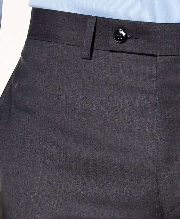 Calvin Klein Men's Slim-Fit Gray/Blue Plaid Suit Pants - Macy's