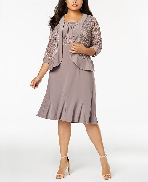 R M Richards Plus Size Empire Waist Dress Sequined Lace Jacket Reviews Dresses Women Macy S