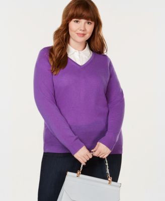 Charter Club - Plus Size Cashmere V-Neck Sweater