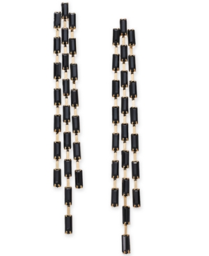 image of Thalia Sodi Gold-Tone Stone Triple-Row Linear Drop Earrings, Created for Macy-s