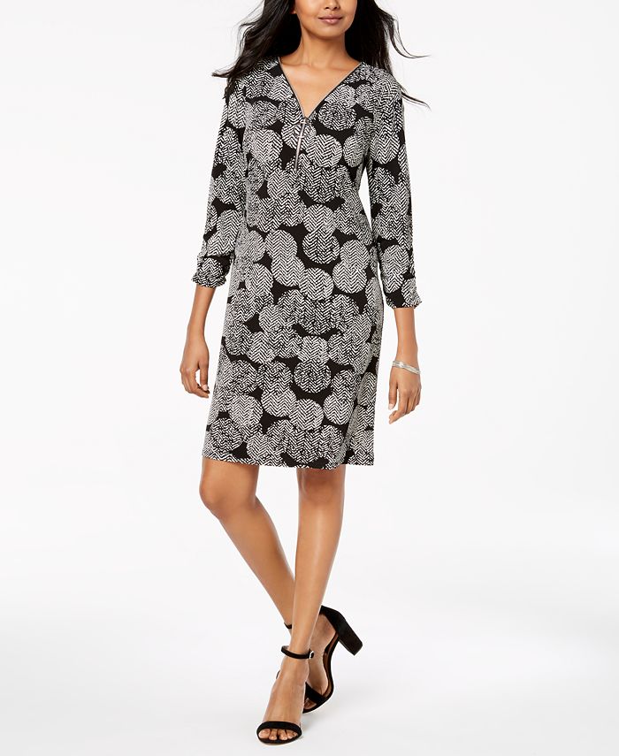 JM Collection Printed ZipNeck Dress, Created for Macy's Macy's