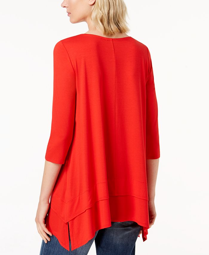 Eileen Fisher Stretch Jersey 3/4-Sleeve Top, Created for Macy's - Macy's
