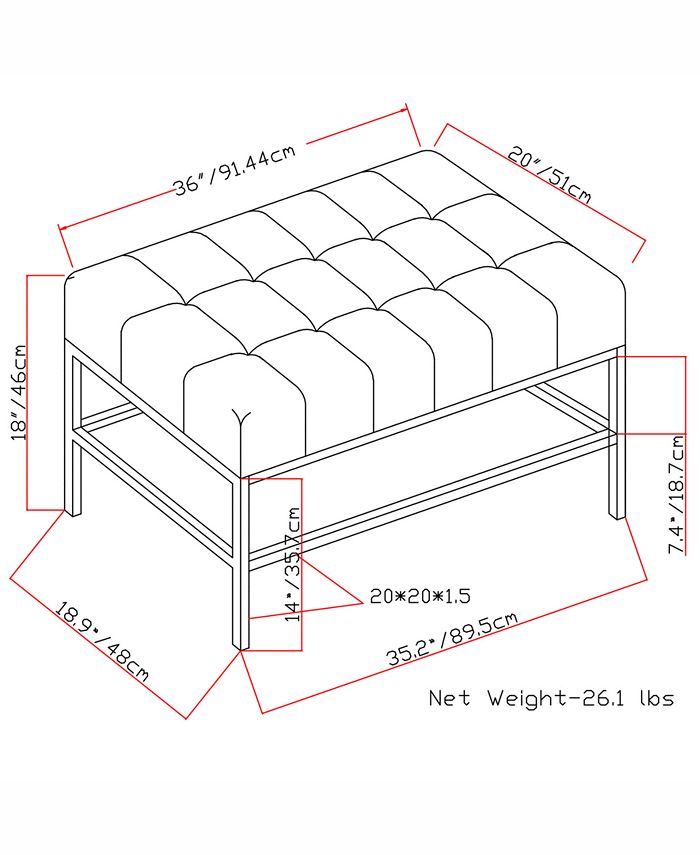 Furniture Beckett Ottoman Bench, Quick Ship Macy's