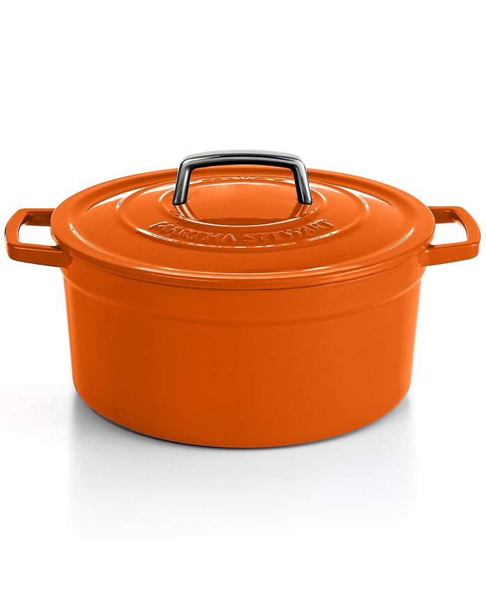 MARTHA STEWART 7-qt. Enameled Cast Iron Dutch Oven with Lid in White  985119100M - The Home Depot