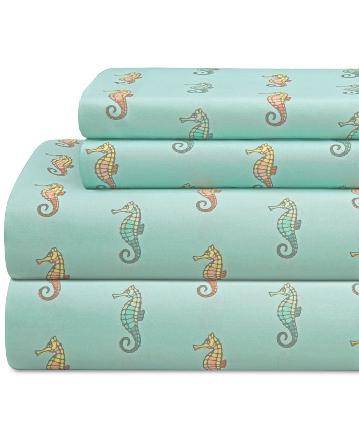 Elite Home Coastal Print 4Pc. Full Sheet Set Macy's