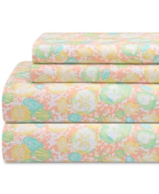 Elite Home - Coastal Embroidered 4-Pc. King Sheet Set