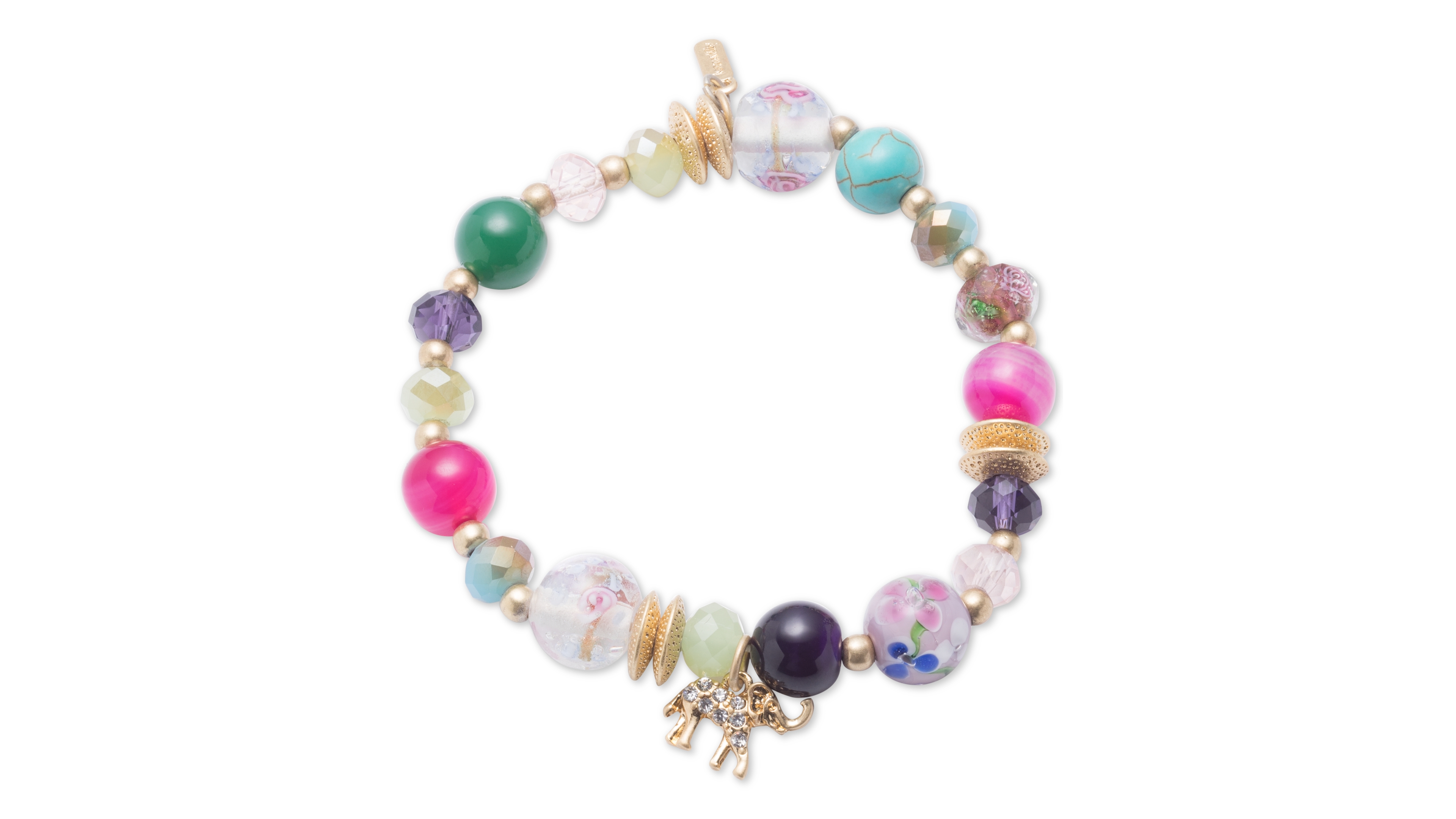 lonna & lilly Gold-Tone Multi-Bead Tassel Stretch Bracelet