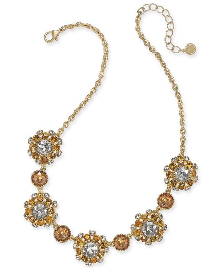 Charter Club Gold-Tone Stone & Crystal Cluster Pinwheel Cluster Collar ...
