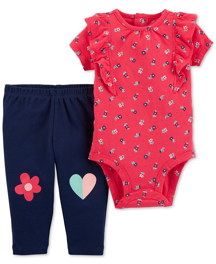 Carter's Baby Girls 2Pc. Cotton FloralPrint Bodysuit & Pants Set Macy's