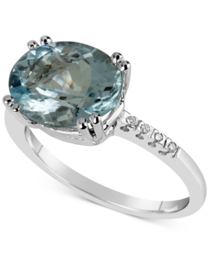 image of Aquamarine (3 ct. t.w.) & Diamond Accent Ring in 14k White Gold