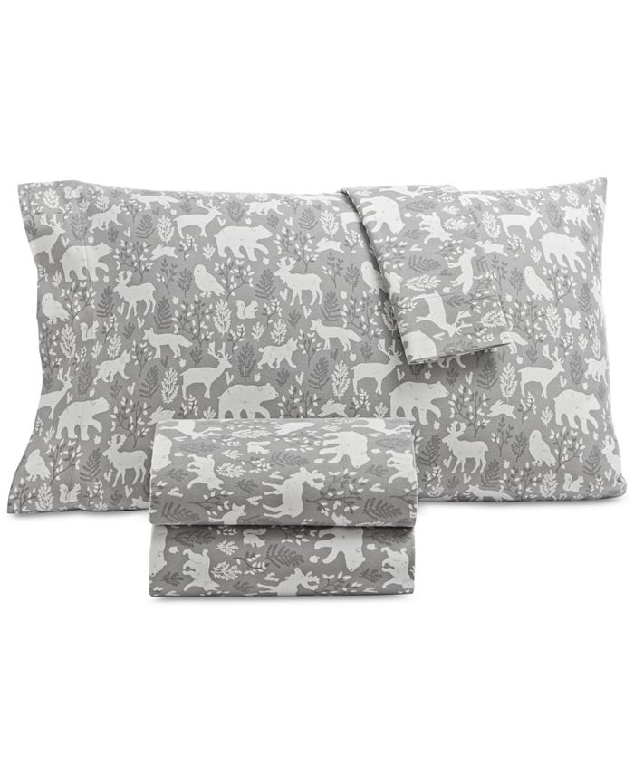 Martha Stewart Collection Holiday Printed Cotton Flannel 4Pc. Sheet