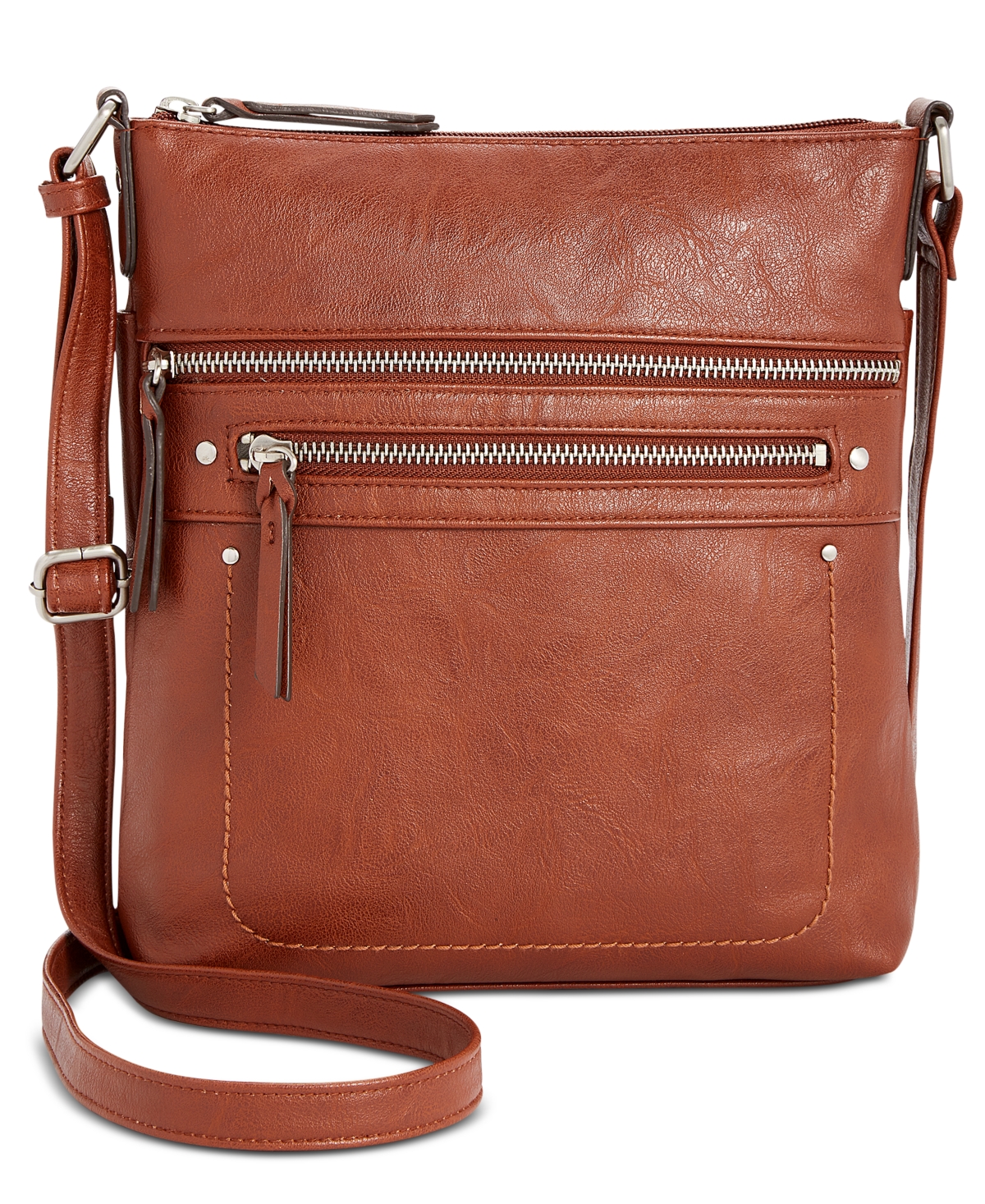 Inc International Concepts Riverton Crossbody, Created For Macy's In Brandy,silver