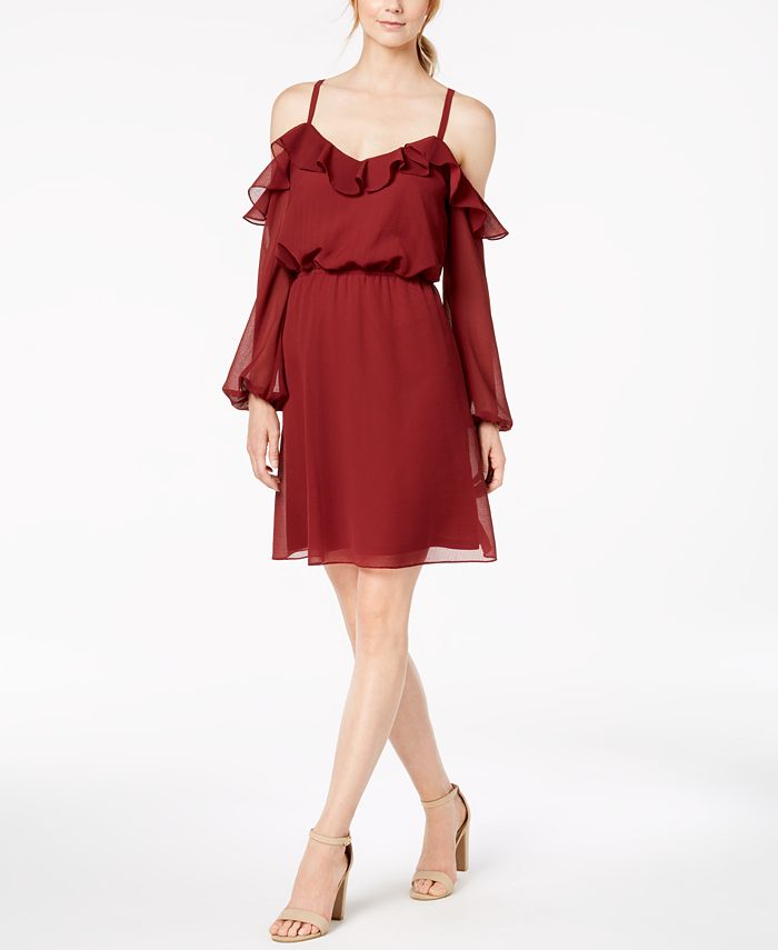 Adrianna Papell Cold-Shoulder Blouson Dress - Macy's