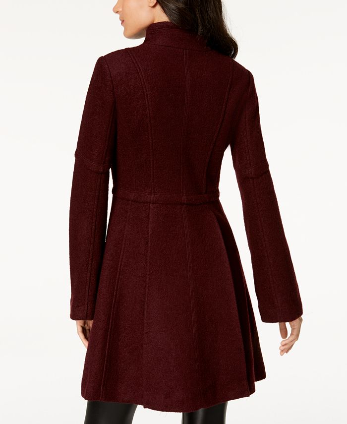 GUESS Double-Breasted Skirted Coat - Macy's