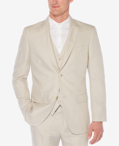 Мужские пиджаки Perry Ellis Men's Herringbone Linen Blazer