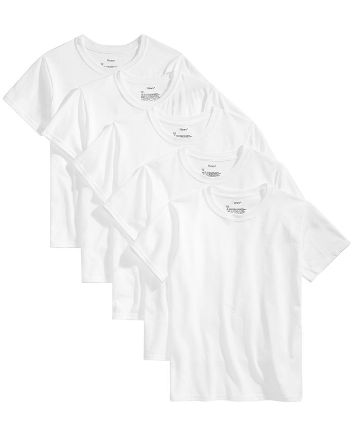 Hanes Little & Big Boys 5-Pk. Crew-Neck Tagless T-Shirts - Macy's